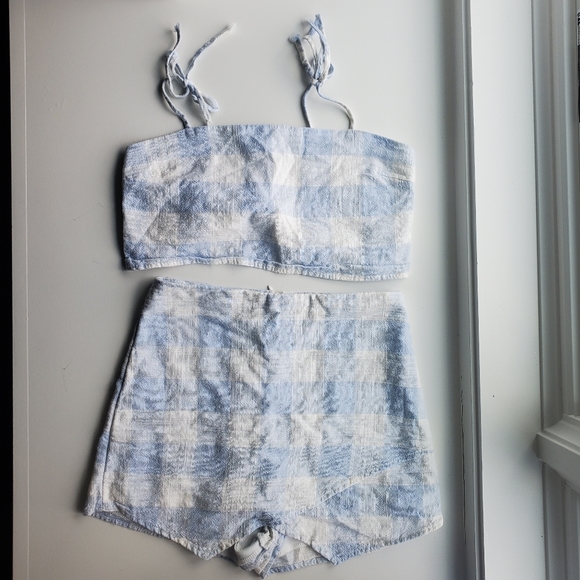 SOLD Baby Blue Gingham Two Piece Set - Picture 2 of 2